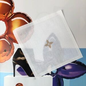 LOUIS VUITTON Linen LV Flower Logo Monogram Napkin Cocktail Limited Edition NEW